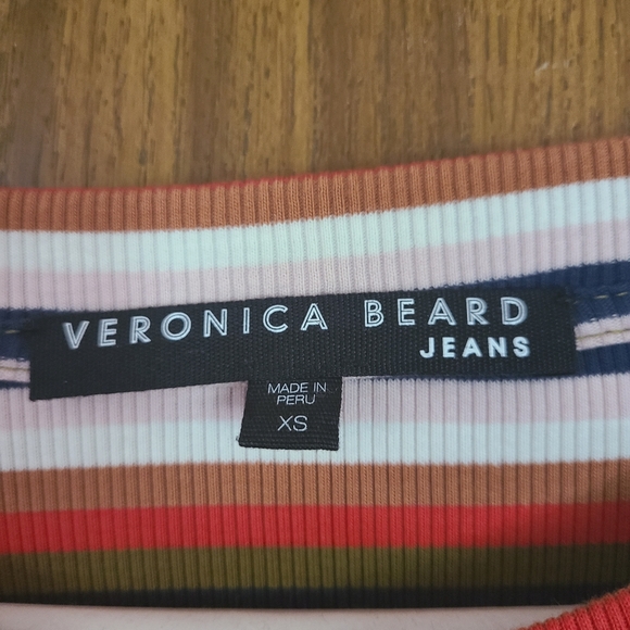 Veronica Beard Jeans Striped Puff Shoulder Top in Size XS - Picture 3 of 9